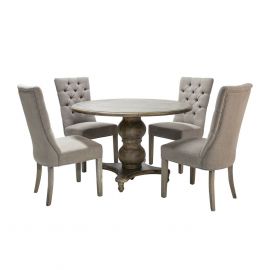 Home4You Watson Dining Room Set, Table + 4 Chairs, 120x120x78cm, Grey (K11950) | Dining room sets | prof.lv Viss Online
