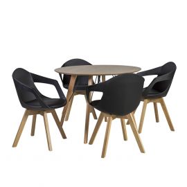 Home4You Helena Dining Room Set, Table + 4 Chairs, 100x100x75cm, Black (K200743) | Dining room sets | prof.lv Viss Online