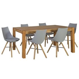 Home4You Chicago Dining Room Set, Table + 6 chairs, 180x90x76cm, Natural, Grey (K271682) | Dining room sets | prof.lv Viss Online