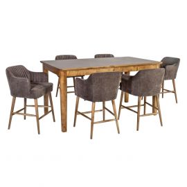 Home4You Thomas Living Room Set, Table + 6 Chairs, 180x100x92cm, Beige(K11585) | Dining room sets | prof.lv Viss Online