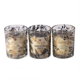 Home4You AROMART Candle in Glass, D8xH10cm, with Inscriptions (85386) | Candles | prof.lv Viss Online