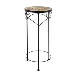 Home4You Flower Pot Stand MOROCCO D30xH70cm, mosaic surface with colorful motifs, black metal frame (38686) | Flower pedestals | prof.lv Viss Online