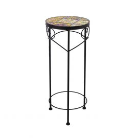 Home4You Flower Pot Stand MOROCCO D25xH60cm, mosaic surface with colorful motifs, black metal frame (38687) | Flower pedestals | prof.lv Viss Online