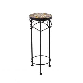 Home4You Flower Pot Stand MOROCCO D20xH50cm, mosaic surface with colorful motifs, black metal frame (38688) | Flower pedestals | prof.lv Viss Online
