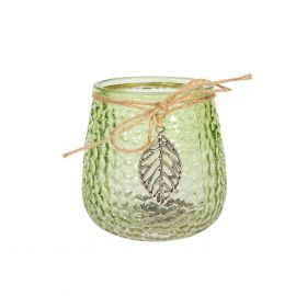 Home4You LULU Candle Holder D9xH10cm, Green, Metal Leaf (84831) | Interior items | prof.lv Viss Online