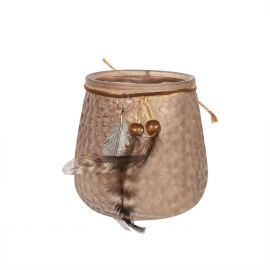 Home4You FROST LULU Candle Holder D9xH10cm, dark brown color (84835) | Candle holders | prof.lv Viss Online