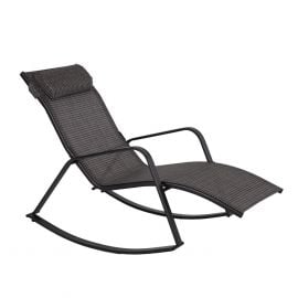 Домашний кресло-качалка для сада / волна BOSTON 128x70x85 см, сиденье и подушка: серая ткань, черная стальная рама (19372) | Стулья | prof.lv Viss Online