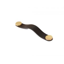 Viefe Rokturis FLEXA 128mm, black leather/brushed brass (103.404.23.129) | Furniture handles | prof.lv Viss Online