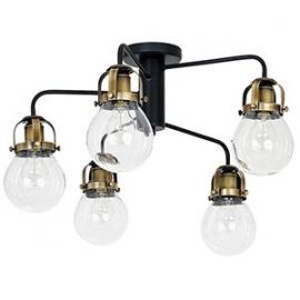 Paris Ceiling Lamp 5x60W E27 Black/Brass (075575)(07819) | Ceiling lamps | prof.lv Viss Online