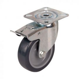 Furniture Caster Wheel 75 mm, with Brake, Galvanized/Grey (00.031.111) | Tente | prof.lv Viss Online