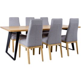 Home4You Lisbon Dining Room Set Table + 6 Chairs Oak (K181011) | Dining room sets | prof.lv Viss Online