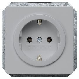 Siemens Delta Profile Flush-Mounted Socket Outlet 1-gang with Earth, Grey (5UB1467) | Electrical outlets & switches | prof.lv Viss Online