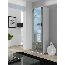 Halmar Soho S1 Display Cabinet, 41x60x192cm, White/Grey (CAMA-SOHO-WITRYNA-WYSOKA-S1-BIAŁY/SZARY) | Display cabinets | prof.lv Viss Online