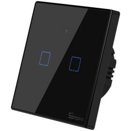 Sonoff T3EU2C-TX Умный Wi-Fi Сенсорный Выключатель на Стену с RF Управлением Черный (IM190314019) | Умное освещение и электроприборы | prof.lv Viss Online