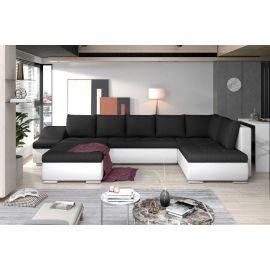 Izlaižams Dīvāns Eltap Giovanni Sawana/Soft U Veida 200x340x88cm Kreisais Stūris Melns/Balts (GI22) | Izvelkamie dīvāni | prof.lv Viss Online