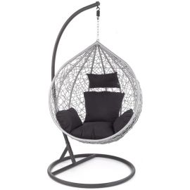 Halmar Eggy Egg-shaped Chair with Stand, 106x112x195cm, Grey/Black (V-CH-EGGY-FOT) | Hanging swing chairs | prof.lv Viss Online