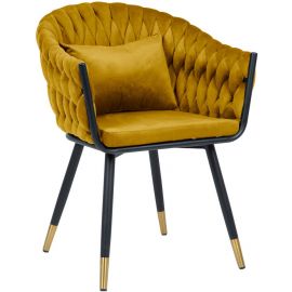 Кухонное кресло Home4You Flora желто-черное | Кухонные стулья | prof.lv Viss Online