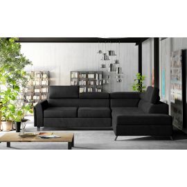 Eltap Kairos MatVelvet Corner Pull-Out Sofa 200x265x95cm, Black (Kr_06) | Sofas | prof.lv Viss Online