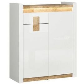 Alameda Chest of Drawers, 92x37x110.5cm, White, Oak | Living room furniture | prof.lv Viss Online