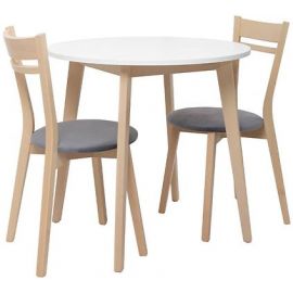 Black Red White Keita Dining Room Set Table + 2 Chairs Oak/White (D09-KEITA_STO_2KRS-BI/DSO) | Dining room sets | prof.lv Viss Online