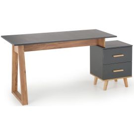 Halmar Sergio XL Writing Desk, 134-165x60x78cm, Grey/Oak (V-UA-SERGIO-ANTRACYT/D.WOTAN) | Office furniture | prof.lv Viss Online