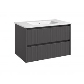 Raguvos Furniture Urban 81.5cm Bathroom Sink with Cabinet Grey Matte (Black Profile) (201135105)