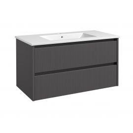 Raguvos Furniture Urban 101.5cm Bathroom Sink with Cabinet Grey Matte (Black Profile) (201137105)