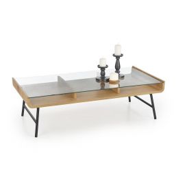 Halmar Amarante Glass Coffee Table, 120x60x36cm, Black, Oak (V-CH-AMARANTE-LAW) | Glass tables | prof.lv Viss Online