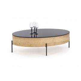Halmar Zenga Glass Coffee Table, 120x60x37cm, Black, Oak (V-CH-ZENGA-LAW) | Coffee tables | prof.lv Viss Online