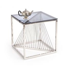 Столик для кофе Halmar Infinity из стекла, 55x55x55 см, серебристый (V-CH-INFINITY_KWADRAT-LAW) | Стеклянные столы | prof.lv Viss Online