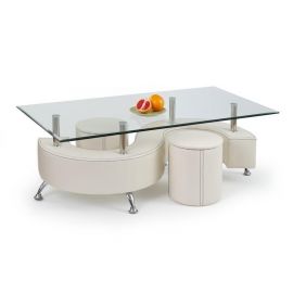 Halmar Nina 3 Glass Coffee Table, 130x70x55cm, White (V-CH-NINA_3_H-LAW-BIAŁY) | Glass tables | prof.lv Viss Online