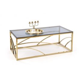 Halmar Universe Glass Coffee Table, 120x60x45cm, Gold (V-CH-UNIVERSE-LAW-ZŁOTY) | Glass tables | prof.lv Viss Online