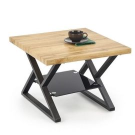 Halmar Xena Glass Coffee Table, 60x60x45cm, Black, Natural (V-CH-XENA_KWADRAT-LAW) | Coffee tables | prof.lv Viss Online