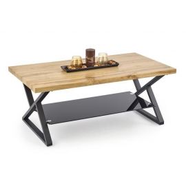 Halmar Xena Glass Coffee Table, 110x60x45cm, Black, Natural (V-CH-XENA_PROSTOKĄT-LAW) | Living room furniture | prof.lv Viss Online