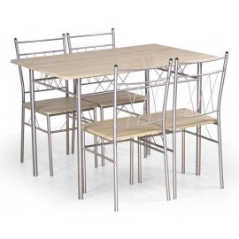 Halmar Faust Dining Room Set, Table + 4 chairs, 110x70x75cm, Black, Natural (V-CH-FAUST-ZESTAW) | Dining room sets | prof.lv Viss Online