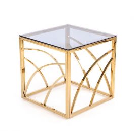 Стеклянный кофейный столик Halmar Universe, 55x55x55 см, золотой, прозрачный (V-CH-UNIVERSE_KWADRAT-LAW-ZŁOTY) | Стеклянные столы | prof.lv Viss Online