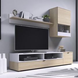 Halmar Snap TV stand, 175x39x180cm, White, Oak (V-PL-SNAP-SONOMA) | Tv tables | prof.lv Viss Online