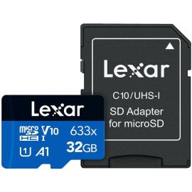 Lexar LMS0633032G-BNNNG Micro SD Memory Card 32GB, With SD Adapter Black/Blue | Lexar | prof.lv Viss Online