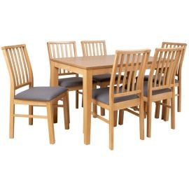 Стол и 6 стульев для гостиной Home4you Cooper, дуб/серый (K20392) | Наборы для столовой | prof.lv Viss Online