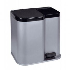 Curver Pedal Bin Waste Duo 15+7L, for Sorting, Silver/Grey (0804027491) | Boxes for send and waste | prof.lv Viss Online