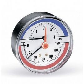 Термоманометр Wika 0-4 AX 1/2 80, осевой, 120 °C (14104020) | Оборудование для система отопления | prof.lv Viss Online
