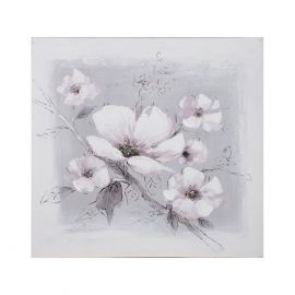 Home4You Oil Painting 60x60cm, White Flowers (84084) | Interior items | prof.lv Viss Online