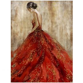 Eļļas Glezna Home4You SILVERY 60x80cm, fliteri, sieviete sarkanā kleitā (85297) | Sienas gleznas | prof.lv Viss Online