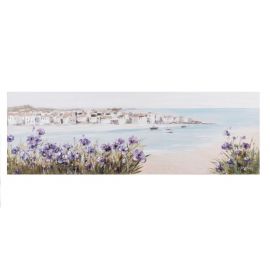Home4You Oil Painting 50x150cm, Beach / Purple Flowers (85307) | Interior items | prof.lv Viss Online