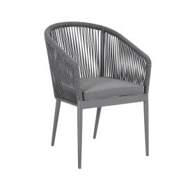 Home4You Garden Chair ECCO 57x65xH81cm, aluminum/polyester, with cushion, grey (21177) | Garden chairs | prof.lv Viss Online
