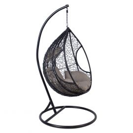 Home4You Garden Swing Chair DROPLET 120x120xH200cm, Plastic Weave, Grey/Black (28025) | Hanging swing chairs | prof.lv Viss Online