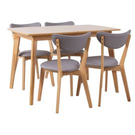 Home4You Jonna Dining Room Set, Table + 4 Chairs, 160x80x76cm, Natural (K105141) | Dining room sets | prof.lv Viss Online