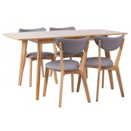 Home4You Jonna Dining Room Set, Table + 4 Chairs, 160x80x76cm, Natural (K10514) | Dining room sets | prof.lv Viss Online