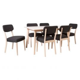 Home4You Adora Dining Room Set, Table + 6 Chairs, 194x90x75cm, Natural (K21924) | Dining room sets | prof.lv Viss Online