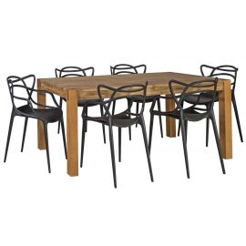 Комплект для столовой Home4You Chicago, Стол + 6 стульев, 180x90x76 см, Натуральный (K271686) | Наборы для столовой | prof.lv Viss Online